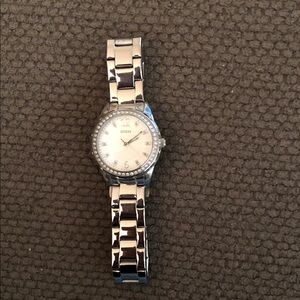 Guess Silver-Tone Watch with Crystal Details